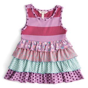 Matilda Jane Top Sz 4 Oh Dear Ruffles Tunic Tank Once Upon A Time Dots Stripes
